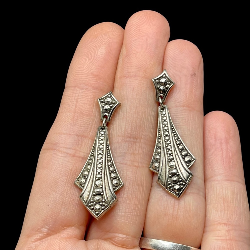Art Deco silver earrings
